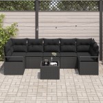 vidaXL Set de canapele pentru grădină 8 pcs Negru 55 x 55 x 37 cm