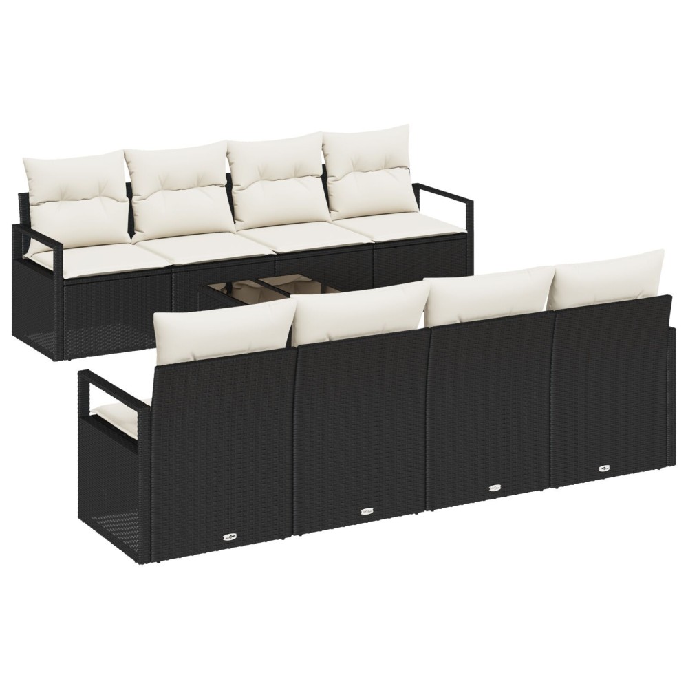 vidaXL Set de canapele pentru grădină 7 pcs Negru și Crem