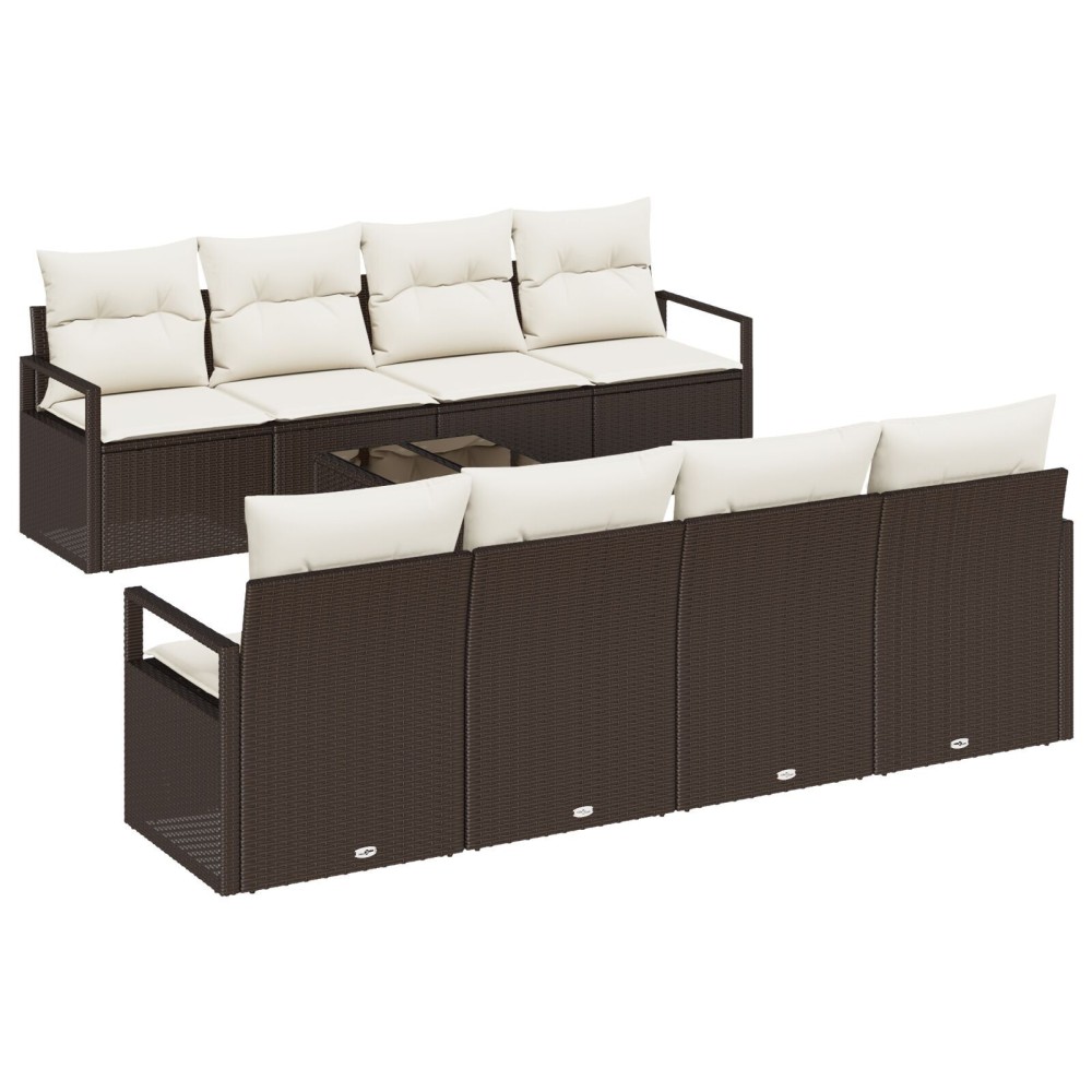 vidaXL Set de canapele pentru grădină 7 pcs Maro și Crem