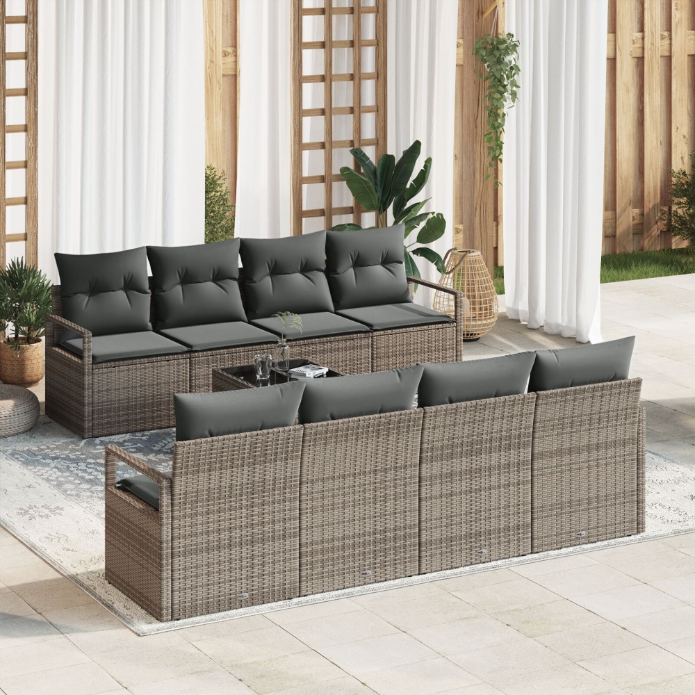 vidaXL Set de canapele pentru grădină 7 pcs Gri 55 x 55 x 37 cm