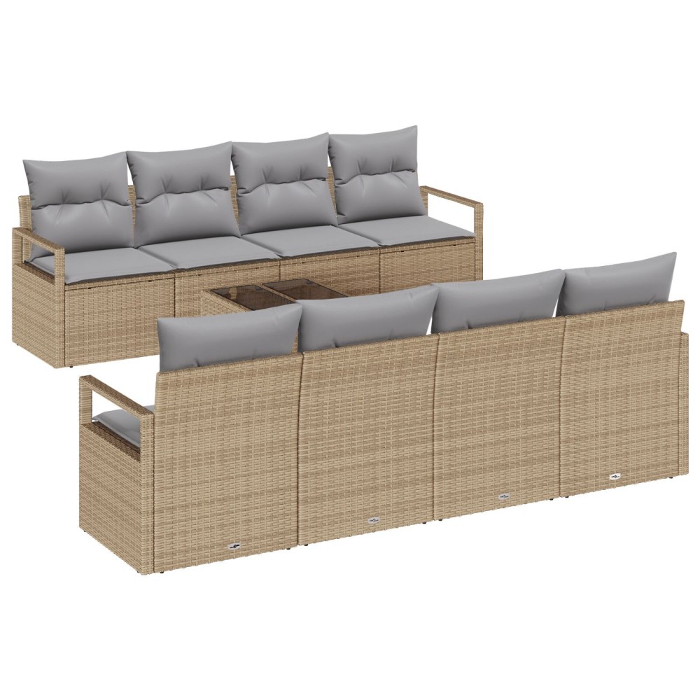 vidaXL Set de canapele pentru grădină 7 pcs Bej și gri 55 x 55 x 37 cm