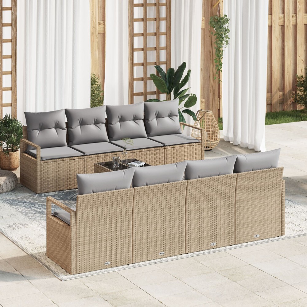 vidaXL Set de canapele pentru grădină 7 pcs Bej și gri 55 x 55 x 37 cm