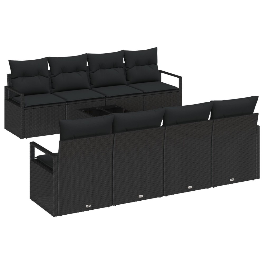 vidaXL Set de canapele pentru grădină 7 pcs Negru 55 x 55 x 37 cm