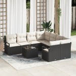 vidaXL Set de canapele pentru grădină 9 pcs Negru și Crem