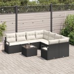 vidaXL Set de canapele pentru grădină 9 pcs Negru și Crem