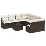 vidaXL Set de canapele pentru grădină 9 pcs Maro și Crem vidaXL Set de canapele pentru grădină 9 pcs Maro și Crem