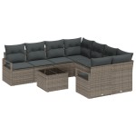 vidaXL Set de canapele pentru grădină 9 pcs Gri 55 x 55 x 37 cm