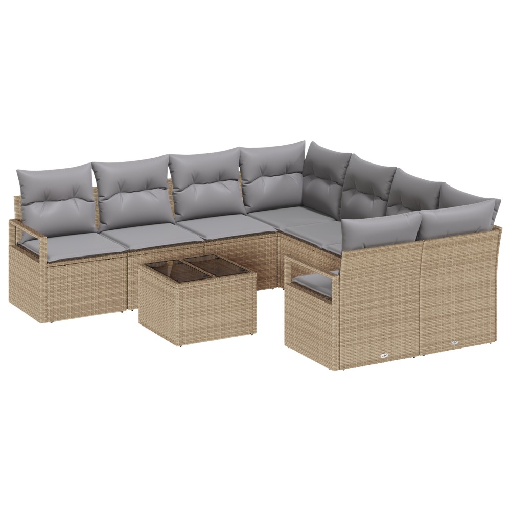 vidaXL Set de canapele pentru grădină 9 pcs Bej și gri 55 x 55 x 37 cm