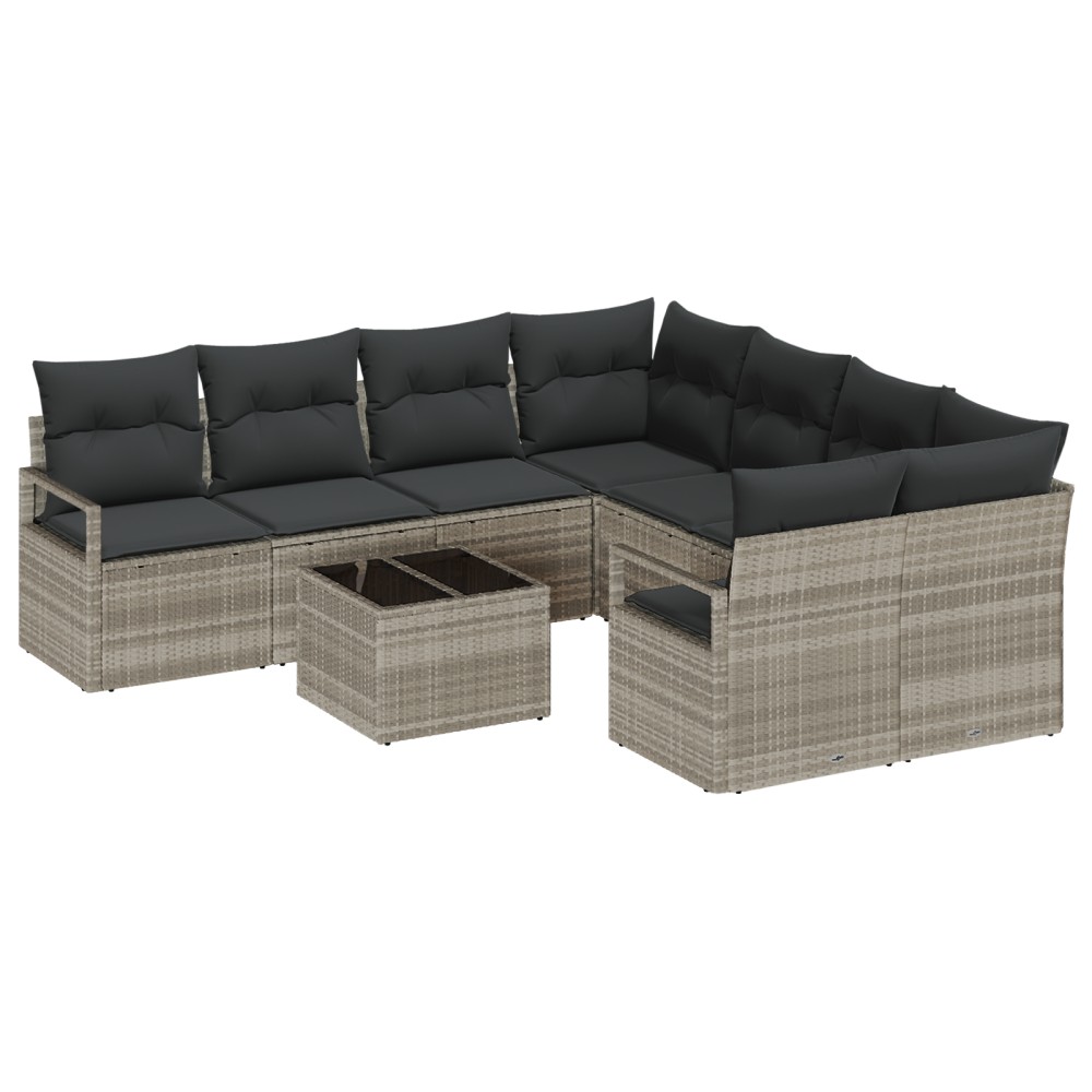 vidaXL Set de canapele pentru grădină 9 pcs Gri deschis și Negru