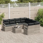 vidaXL Set de canapele pentru grădină 9 pcs Gri deschis și Negru vidaXL Set de canapele pentru grădină 9 pcs Gri deschis și Negru