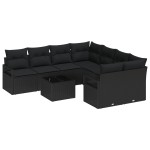 vidaXL Set de canapele pentru grădină 9 pcs Negru 55 x 55 x 37 cm