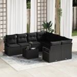 vidaXL Set de canapele pentru grădină 9 pcs Negru 55 x 55 x 37 cm
