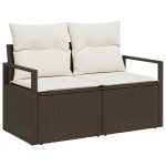 Set 5 Piese Canapea Grădină cu Perne Maro Poli Ratan Set 5 Piese Canapea Grădină cu Perne Maro Poli Ratan