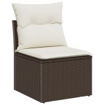 Set 5 Piese Canapea Grădină cu Perne Maro Poli Ratan Set 5 Piese Canapea Grădină cu Perne Maro Poli Ratan