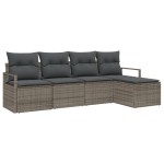 Set canapea de grădină vidaXL cu perne gri din ratan poli, 5 piese Set canapea de grădină vidaXL cu perne gri din ratan poli, 5 piese