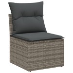 Set canapea de grădină vidaXL cu perne gri din ratan poli, 5 piese Set canapea de grădină vidaXL cu perne gri din ratan poli, 5 piese