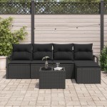 vidaXL Set de canapele pentru grădină 6 pcs Negru Rattan poli vidaXL Set de canapele pentru grădină 6 pcs Negru Rattan poli