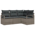 vidaXL Set de canapele pentru grădină 4 pcs Gri Rattan poli vidaXL Set de canapele pentru grădină 4 pcs Gri Rattan poli