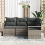 vidaXL Set de canapele pentru grădină 4 pcs Gri Rattan poli vidaXL Set de canapele pentru grădină 4 pcs Gri Rattan poli