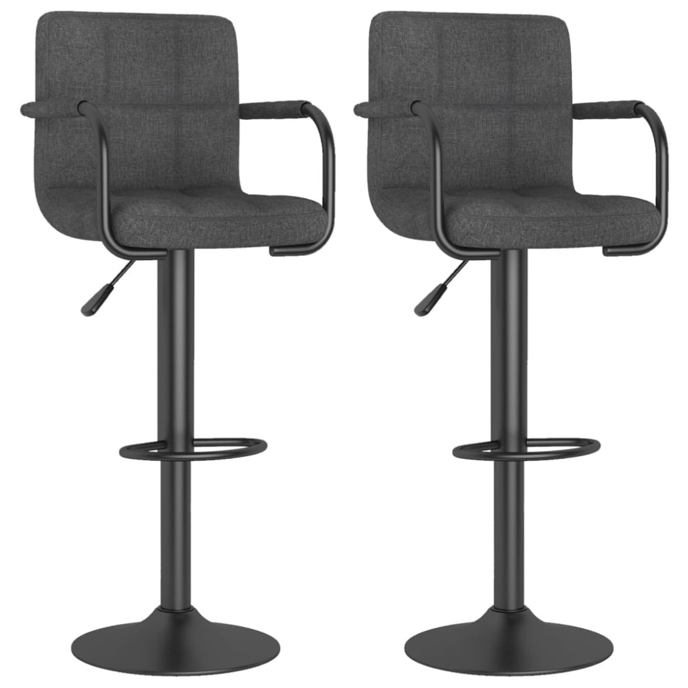 vidaXL Scaune de bar, 2 buc., gri închis, material textil