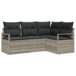 vidaXL Set de canapele pentru grădină 4 pcs Gri deschis Rattan poli vidaXL Set de canapele pentru grădină 4 pcs Gri deschis Rattan poli