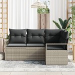 vidaXL Set de canapele pentru grădină 4 pcs Gri deschis Rattan poli vidaXL Set de canapele pentru grădină 4 pcs Gri deschis Rattan poli