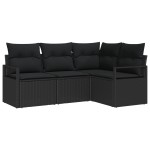 vidaXL Set de canapele pentru grădină 4 pcs Negru Rattan poli vidaXL Set de canapele pentru grădină 4 pcs Negru Rattan poli