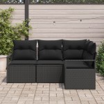 vidaXL Set de canapele pentru grădină 4 pcs Negru Rattan poli vidaXL Set de canapele pentru grădină 4 pcs Negru Rattan poli