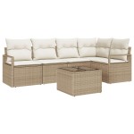 Set Canapea Grădină vidaXL 6 Piese cu Perne Brown Poly Rattan