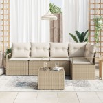 Set Canapea Grădină vidaXL 6 Piese cu Perne Brown Poly Rattan