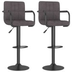 vidaXL Scaune de bar, 2 buc., gri taupe, material textil