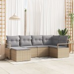 vidaXL Set de canapele pentru grădină 6 pcs Bej Rattan poli vidaXL Set de canapele pentru grădină 6 pcs Bej Rattan poli