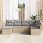 vidaXL Set de canapele pentru grădină 6 pcs Bej Rattan poli vidaXL Set de canapele pentru grădină 6 pcs Bej Rattan poli