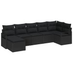 Set canapea de grădină vidaXL cu perne Negru Ratan Polimeric Set canapea de grădină vidaXL cu perne Negru Ratan Polimeric