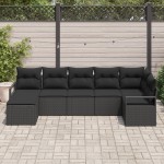 Set canapea de grădină vidaXL cu perne Negru Ratan Polimeric Set canapea de grădină vidaXL cu perne Negru Ratan Polimeric