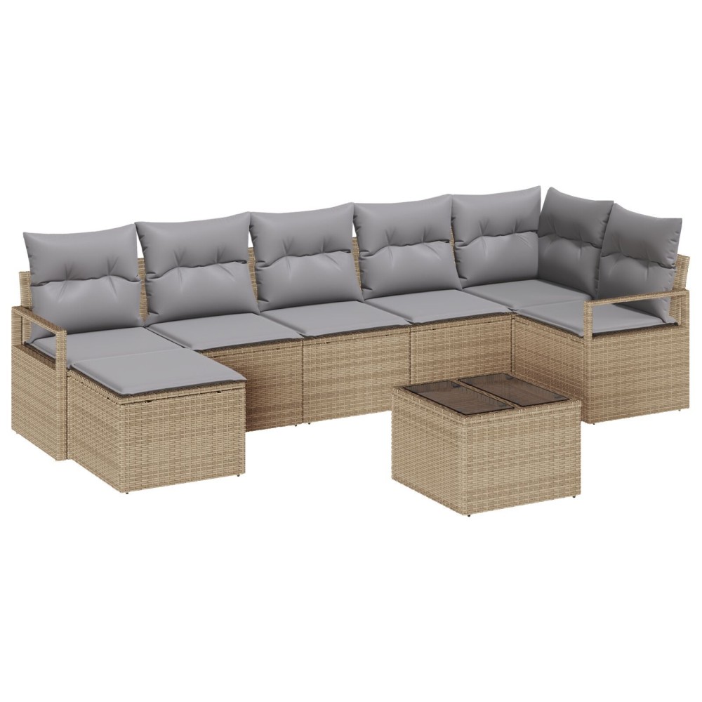 Set canapea de grădină 8 piese cu perne Black Poly Rattan
