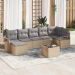 Set canapea de grădină 8 piese cu perne Black Poly Rattan