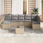 Set canapea de grădină 8 piese cu perne Black Poly Rattan