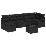 vidaXL Set de canapele pentru grădină 8 pcs Negru Rattan poli vidaXL Set de canapele pentru grădină 8 pcs Negru Rattan poli