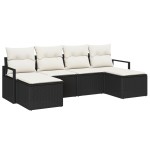 Set canapea de grădină vidaXL 6 piese cu perne, Negru Ratan Set canapea de grădină vidaXL 6 piese cu perne, Negru Ratan