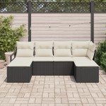 Set canapea de grădină vidaXL 6 piese cu perne, Negru Ratan Set canapea de grădină vidaXL 6 piese cu perne, Negru Ratan