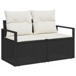 Set canapea de grădină vidaXL 6 piese cu perne, Negru Ratan Set canapea de grădină vidaXL 6 piese cu perne, Negru Ratan