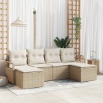 vidaXL Set de canapele pentru grădină 6 pcs Bej Rattan poli