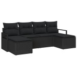 vidaXL Set de canapele pentru grădină 6 pcs Negru Rattan poli vidaXL Set de canapele pentru grădină 6 pcs Negru Rattan poli