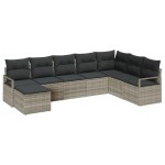 vidaXL Set de canapele pentru grădină 8 pcs Gri deschis Rattan poli vidaXL Set de canapele pentru grădină 8 pcs Gri deschis Rattan poli