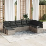 vidaXL Set de canapele pentru grădină 8 pcs Gri deschis Rattan poli vidaXL Set de canapele pentru grădină 8 pcs Gri deschis Rattan poli