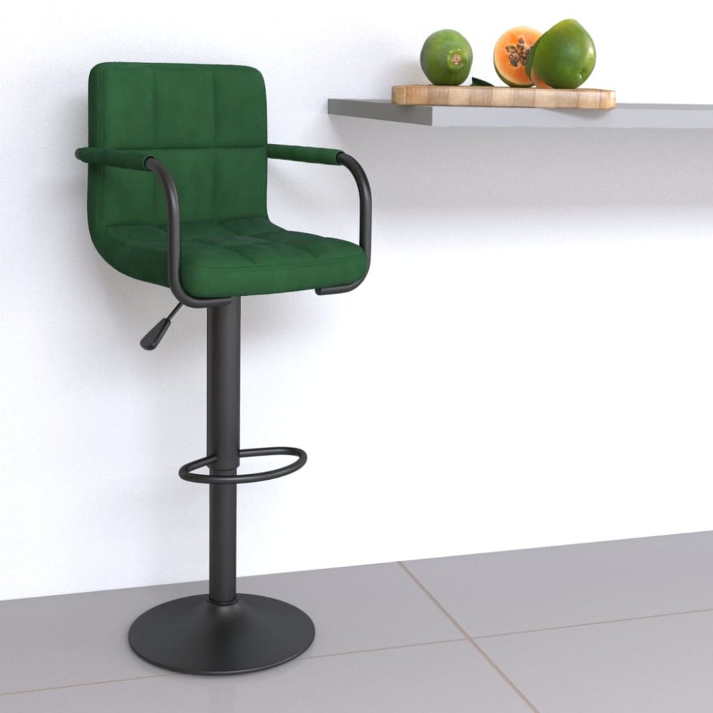 vidaXL Scaun de bar, verde închis, catifea