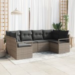 Set Canapea Grădină 6 Piese cu Perne Gri Ratan Polimer Set Canapea Grădină 6 Piese cu Perne Gri Ratan Polimer