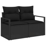 Set canapea de grădină vidaXL cu 6 piese și perne Ratan Poly Negru