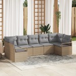 Set canape cu 7 piese vidaXL cu perne Bej Ratan Poli Set canape cu 7 piese vidaXL cu perne Bej Ratan Poli